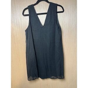 Madewell SILK $158 Womens Dress Black V Neck Sleeveless Mini Sheer Lined New